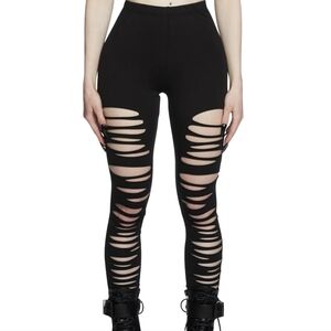 Ripped High-Waist Black Leggings